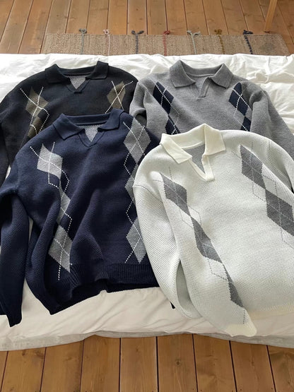 菱格紋針織上衣