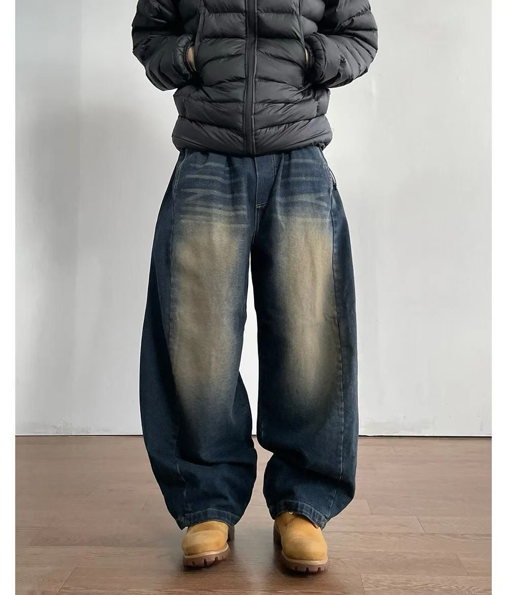 深藍彎刀牛仔褲