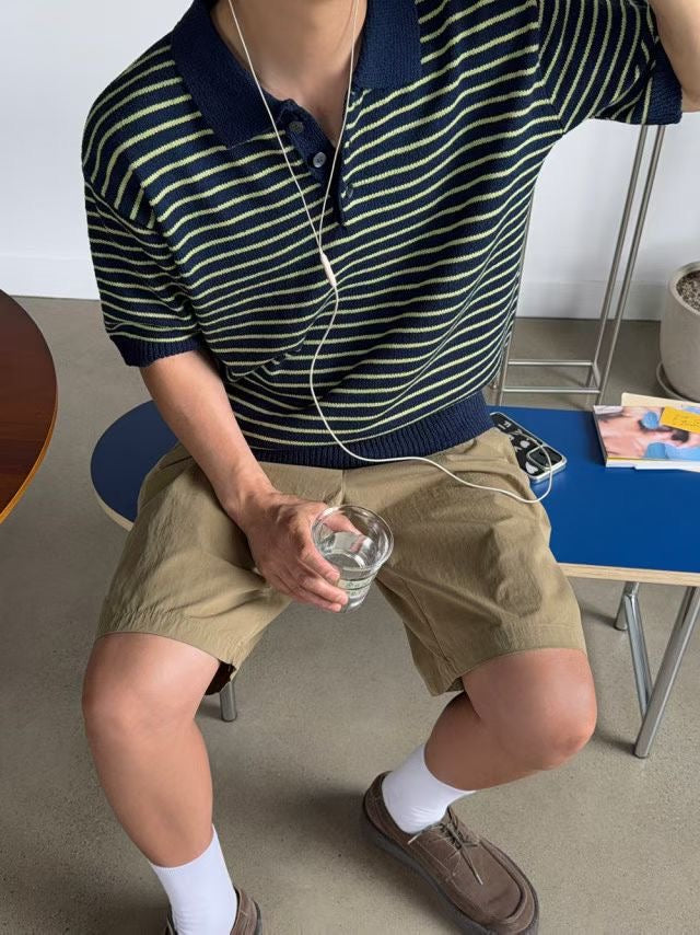 細間柔軟短袖上衣