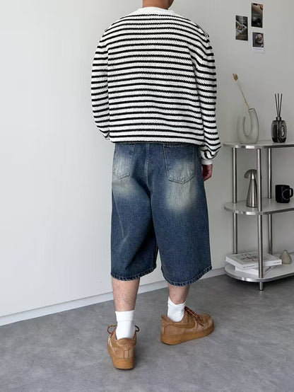 中長過膝牛仔褲 韓國男裝