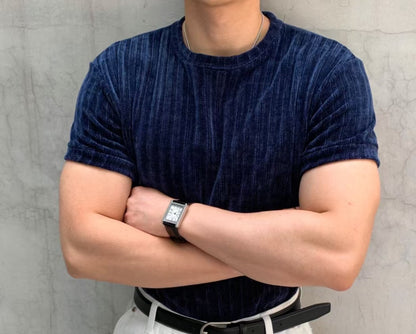 質感輕絨面短袖上衣