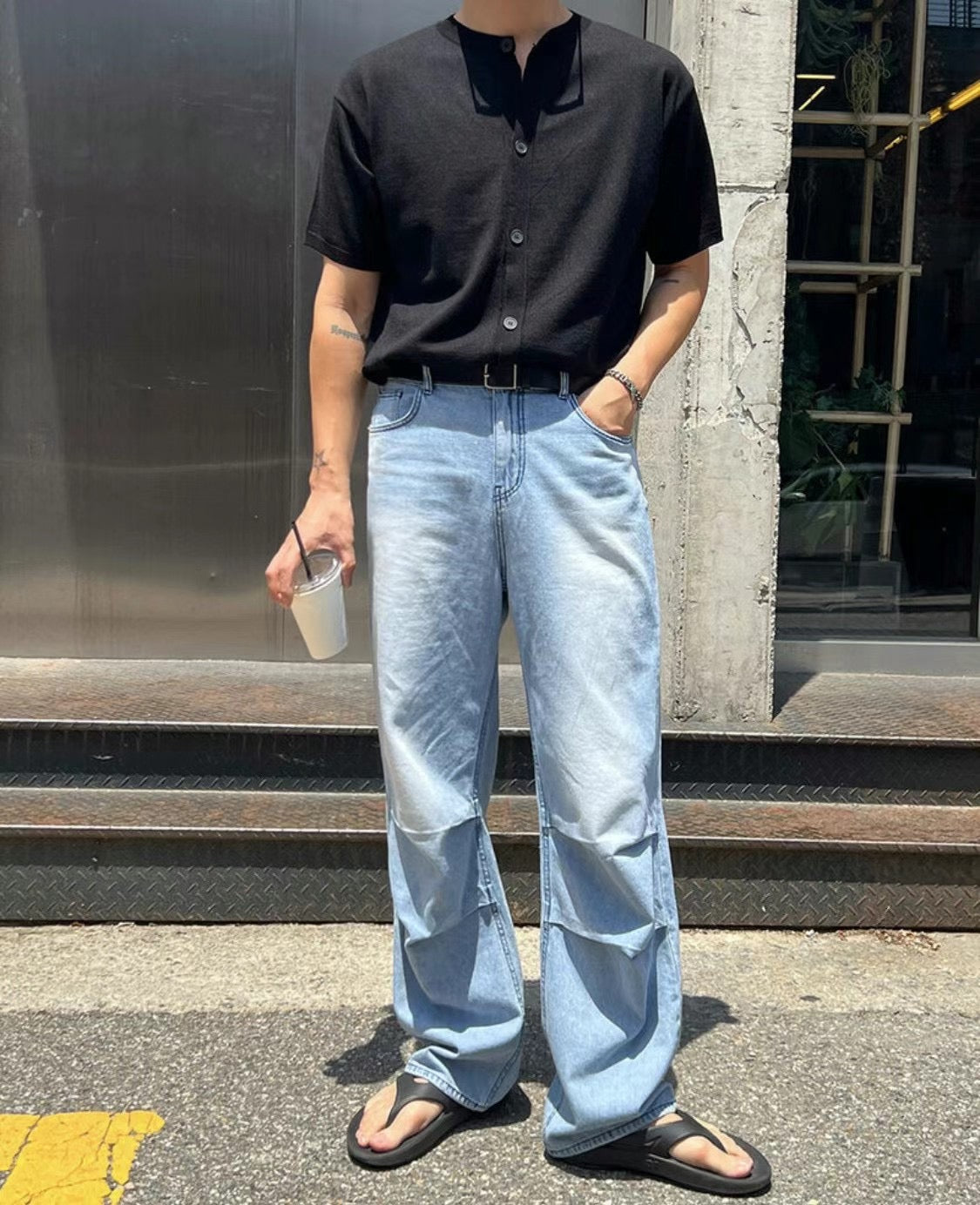 圓領韓系襯衫－  韓國男裝