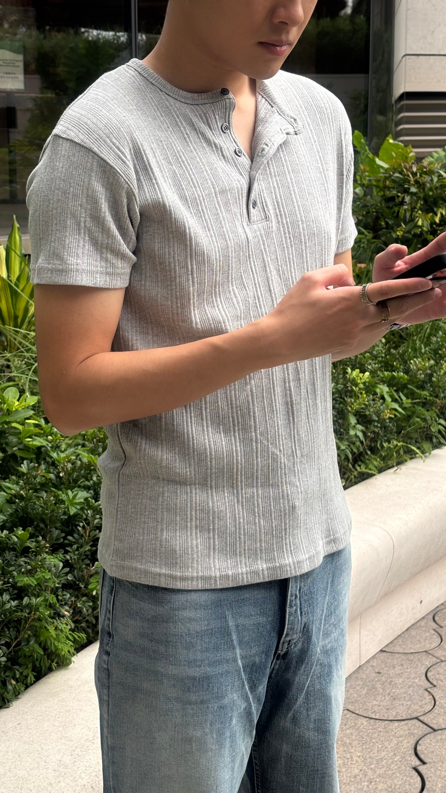 親膚鈕扣短袖上衣