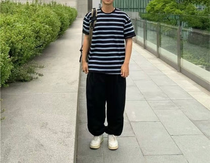 間條襯搭短袖上衣