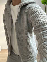 灰色針織拉鍊外套 香港男裝