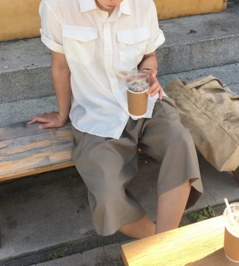 闊版型過膝短褲 韓國男裝 newbeige