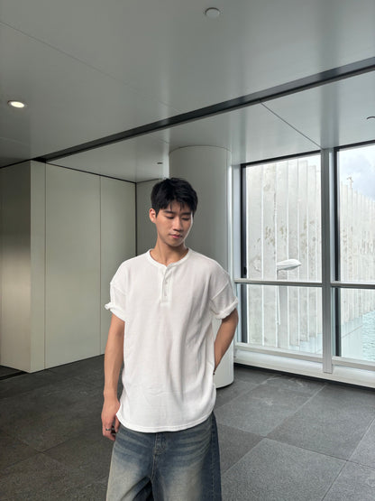 暗格白色短袖上衣 韓國男裝