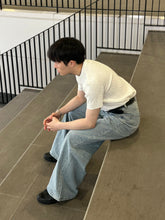 白色麻花短袖上衣 香港男裝