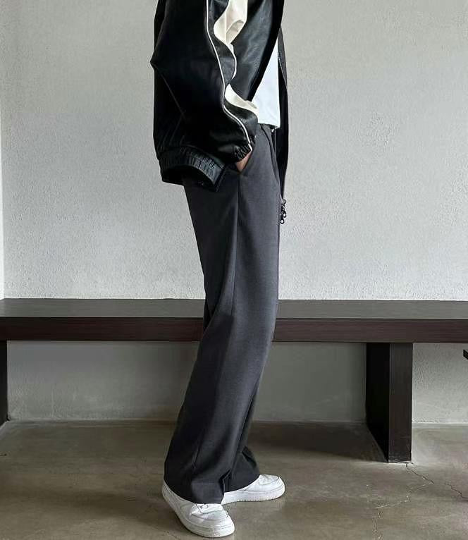 半闊筒長褲 深灰色S現貨