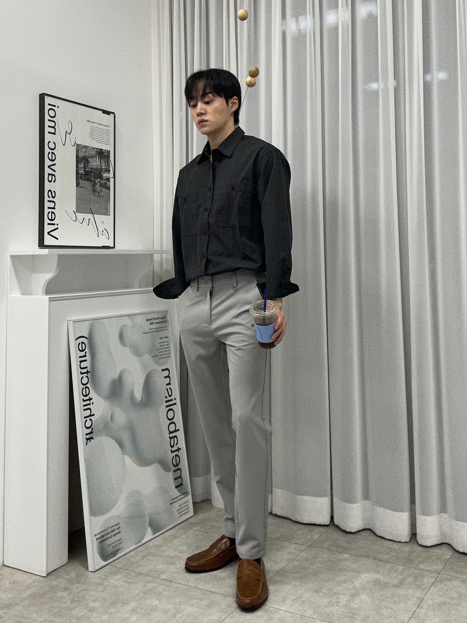 韓國製啡色樂福鞋Loafers 男裝鞋