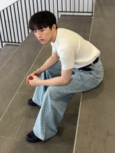 白色麻花短袖上衣 香港男裝