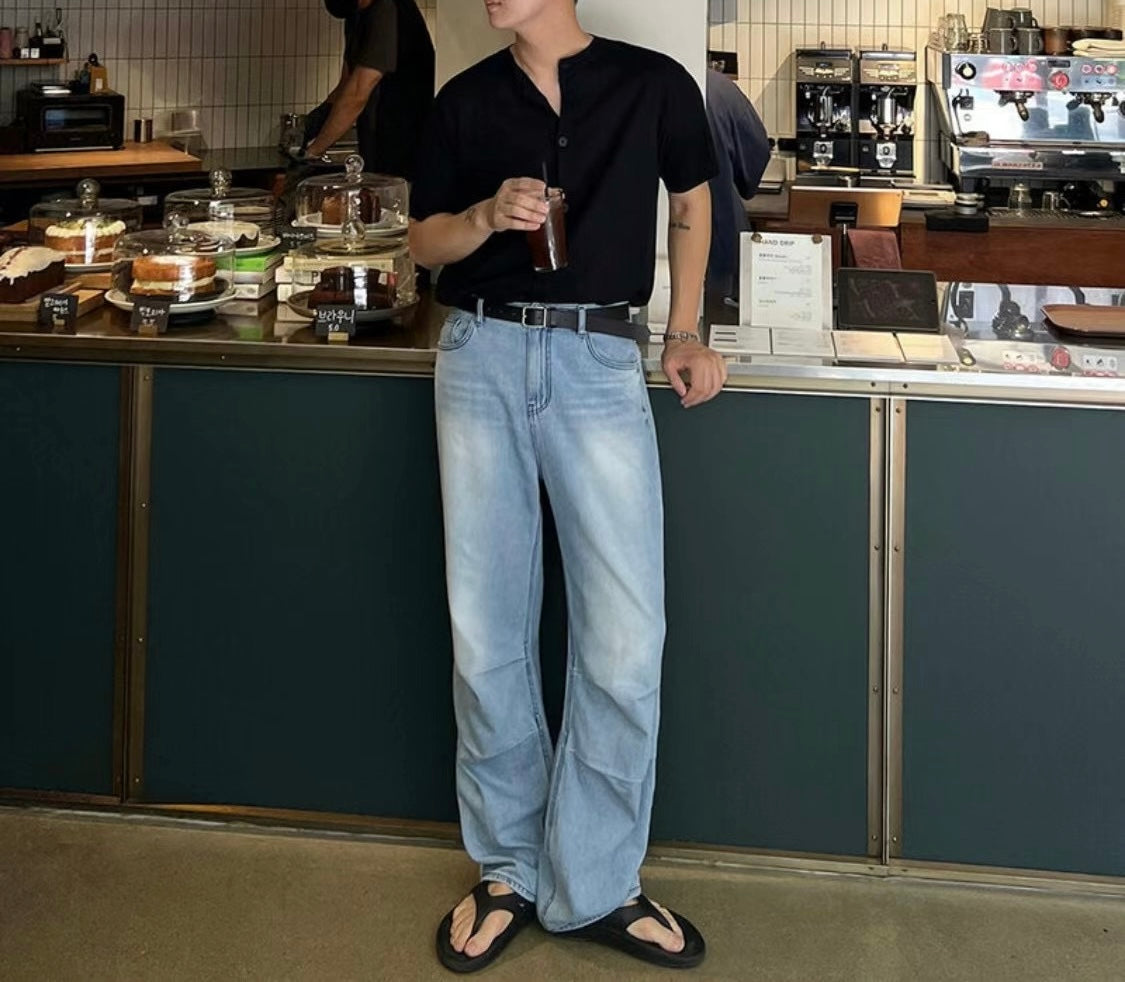 圓領韓系襯衫－  韓國男裝