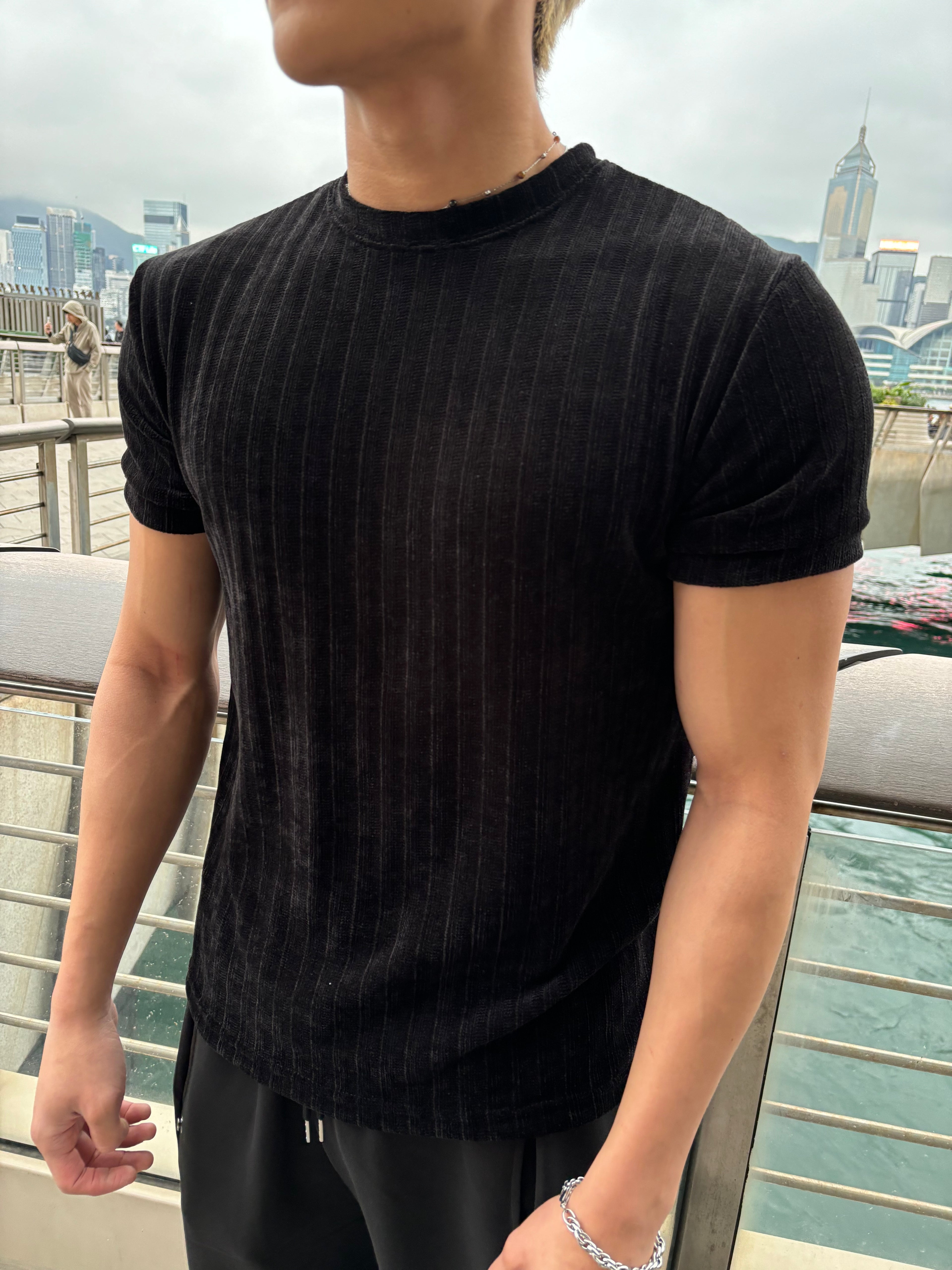 質感輕絨面短袖上衣