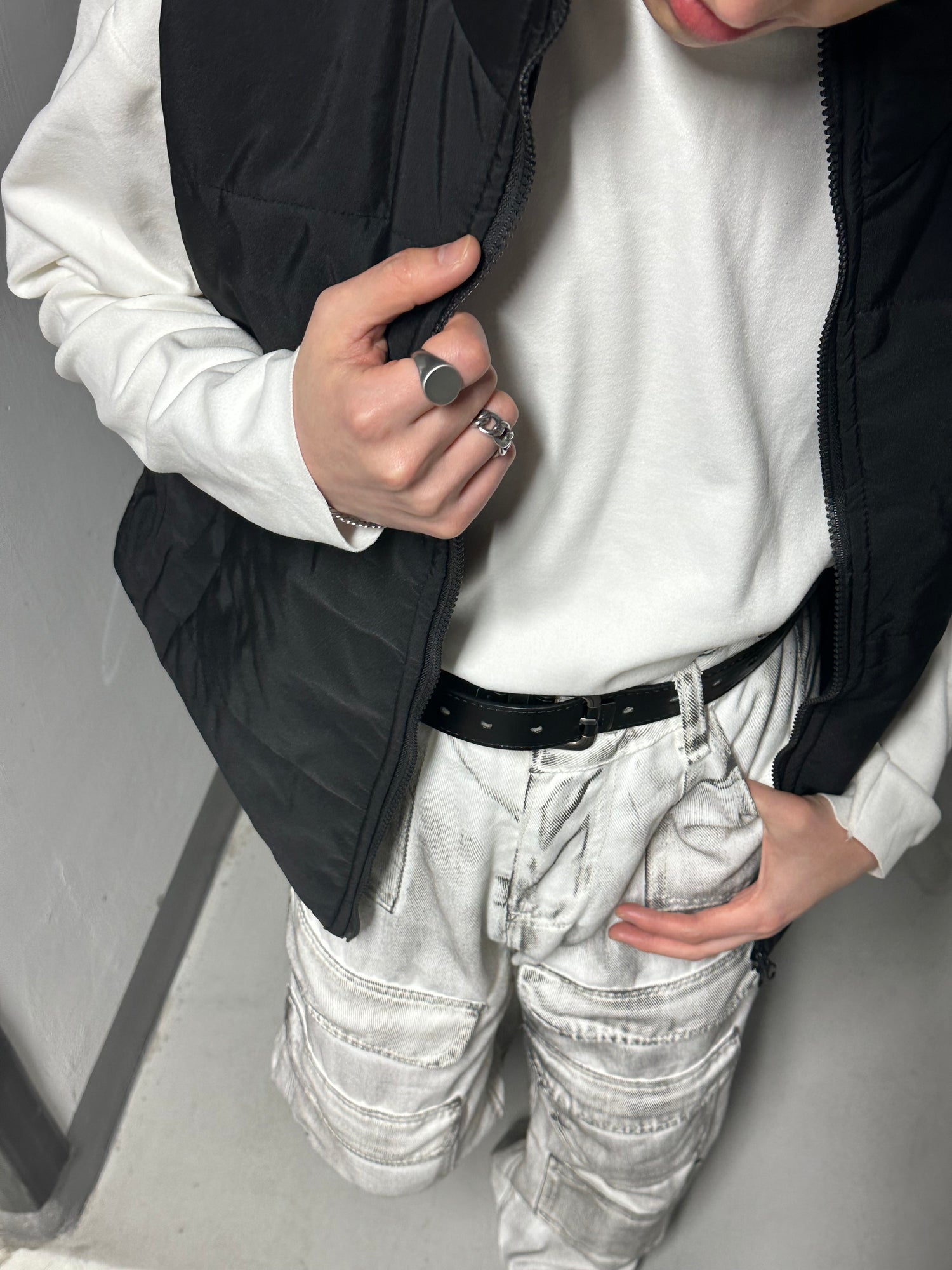 [小個子ok!]街頭灰白色落地褲
