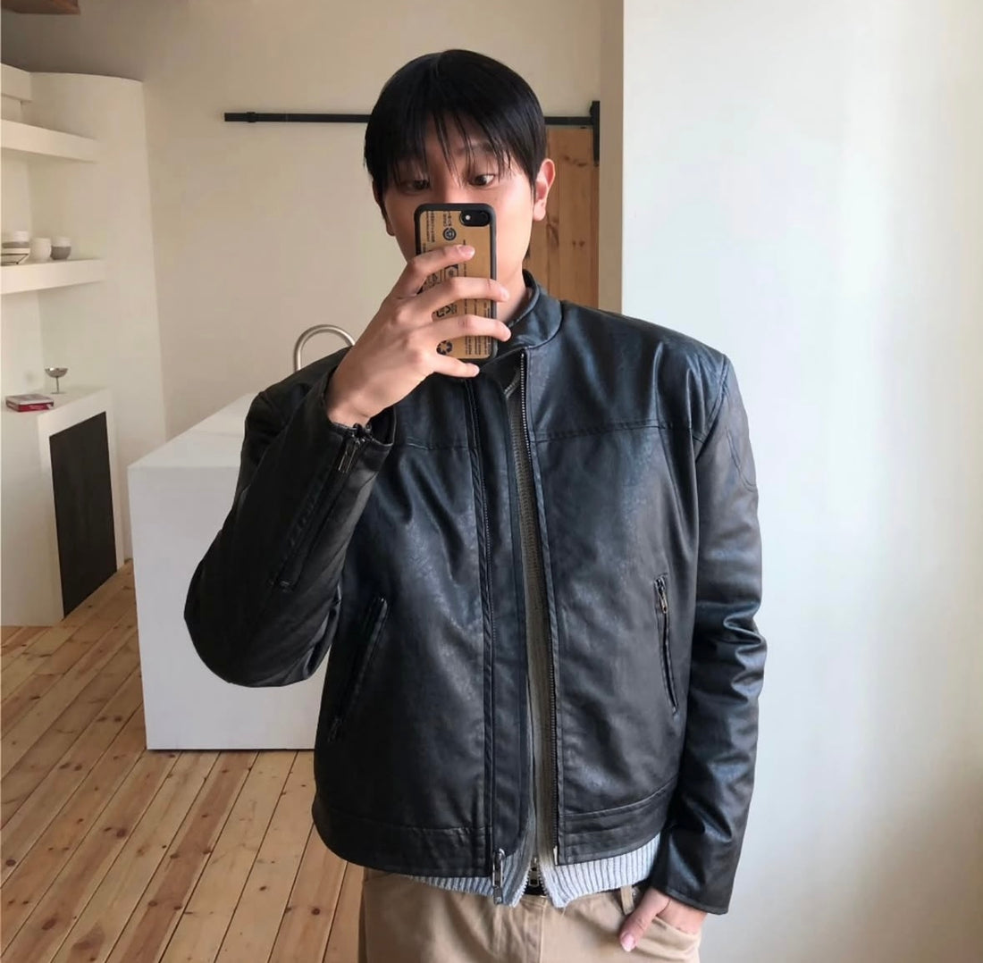 韓系挺身皮褸 韓國男裝