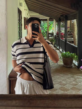 間條翻領上衣 韓國男裝