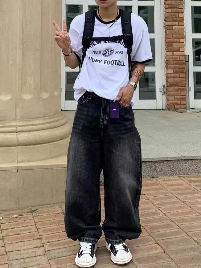 復古黑邊短袖上衣 男裝衫