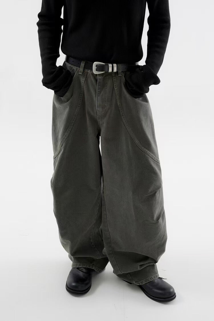 彎身摺紋落地牛仔褲 韓國男裝