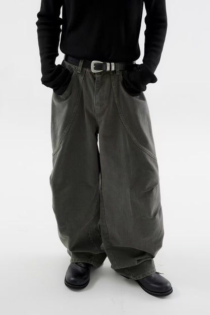 彎身摺紋落地牛仔褲 韓國男裝