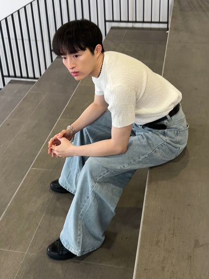 [小個子ok!]淺藍落地牛仔褲