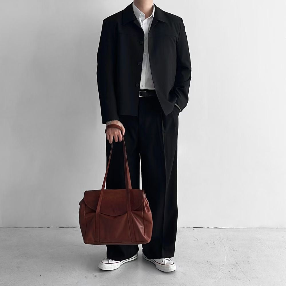 韓式寬鬆西裝套裝(長褲)