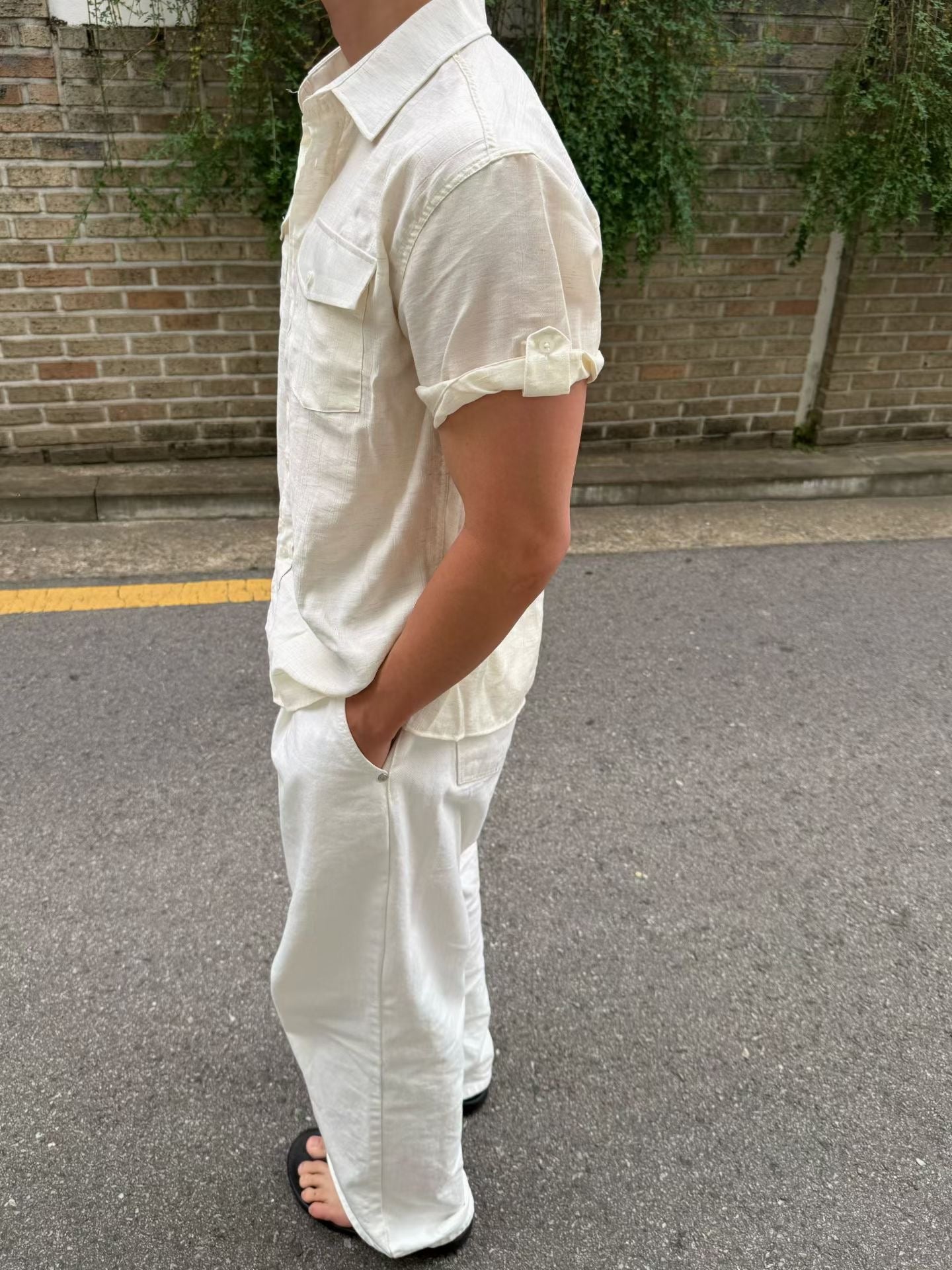 短袖口袋襯衫