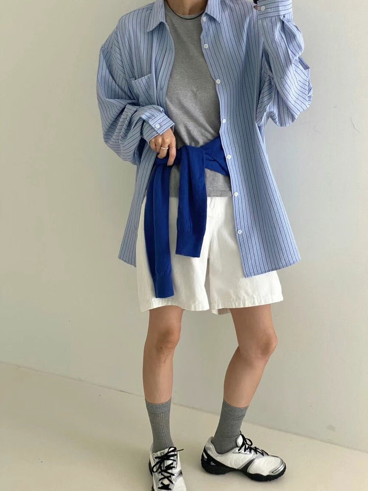 男女裝系列 間條長袖襯衫