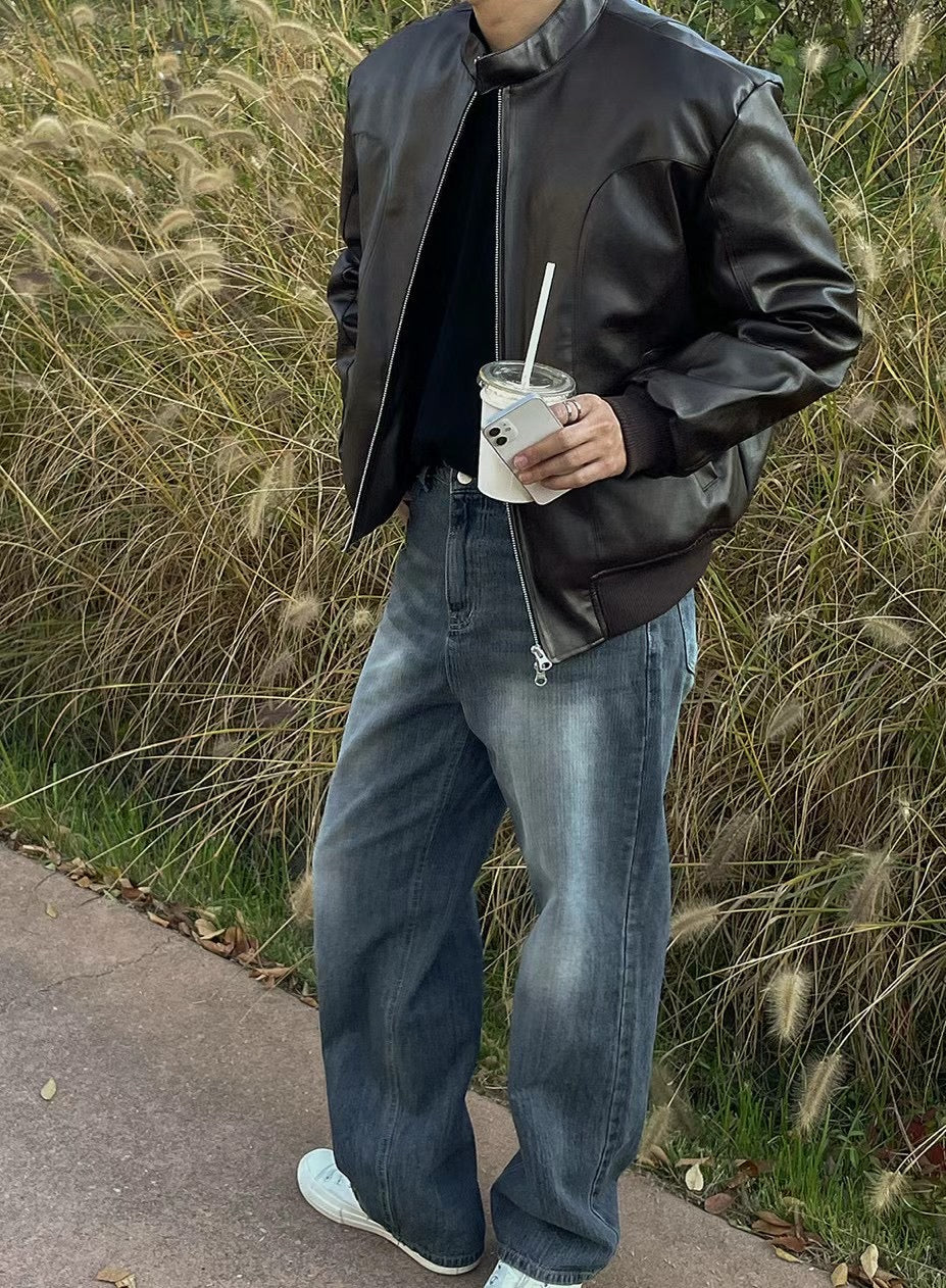 深藍水洗牛仔褲