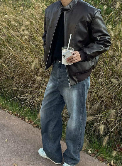 深藍水洗牛仔褲