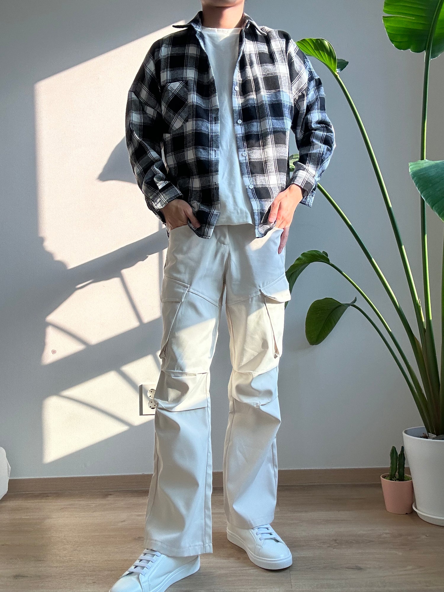 黑色格仔襯衫