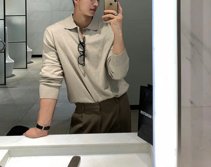 鈕扣領口基本款上衣