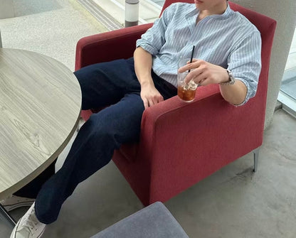 暗紋間條長袖襯衫