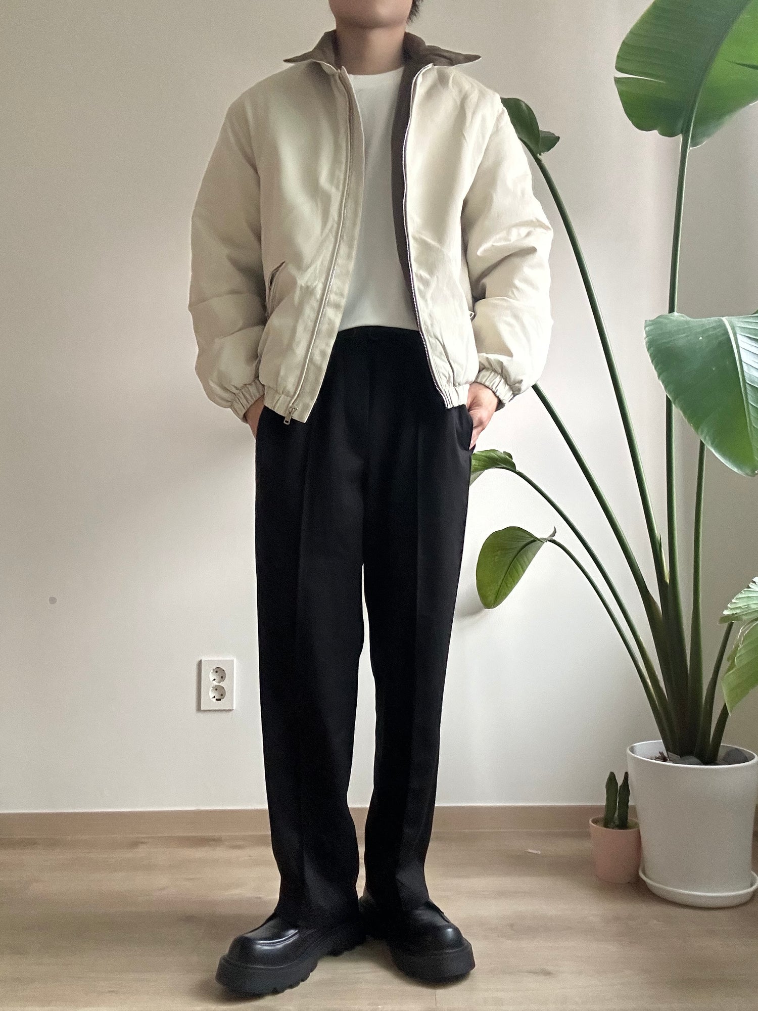 (超舒適!)黑色彈性落地褲 香港男裝褲