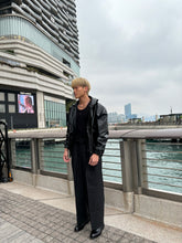 黑色基本皮褸 韓國男裝