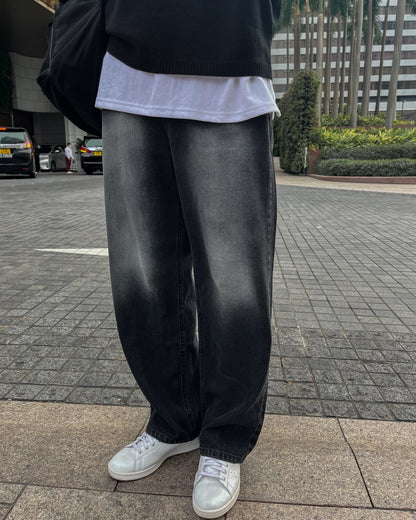 黑色水洗牛仔褲