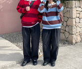 <情侶裝系列>拼色間條上衣