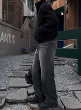 灰黑落地牛仔褲 － 韓國男裝