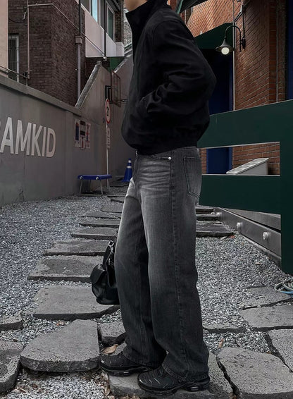 灰黑落地牛仔褲 － 韓國男裝