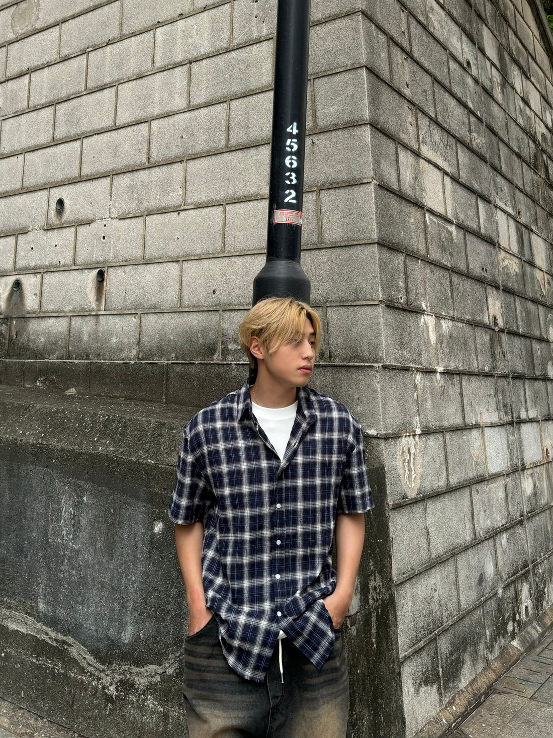 格仔短袖襯衫 男裝衫