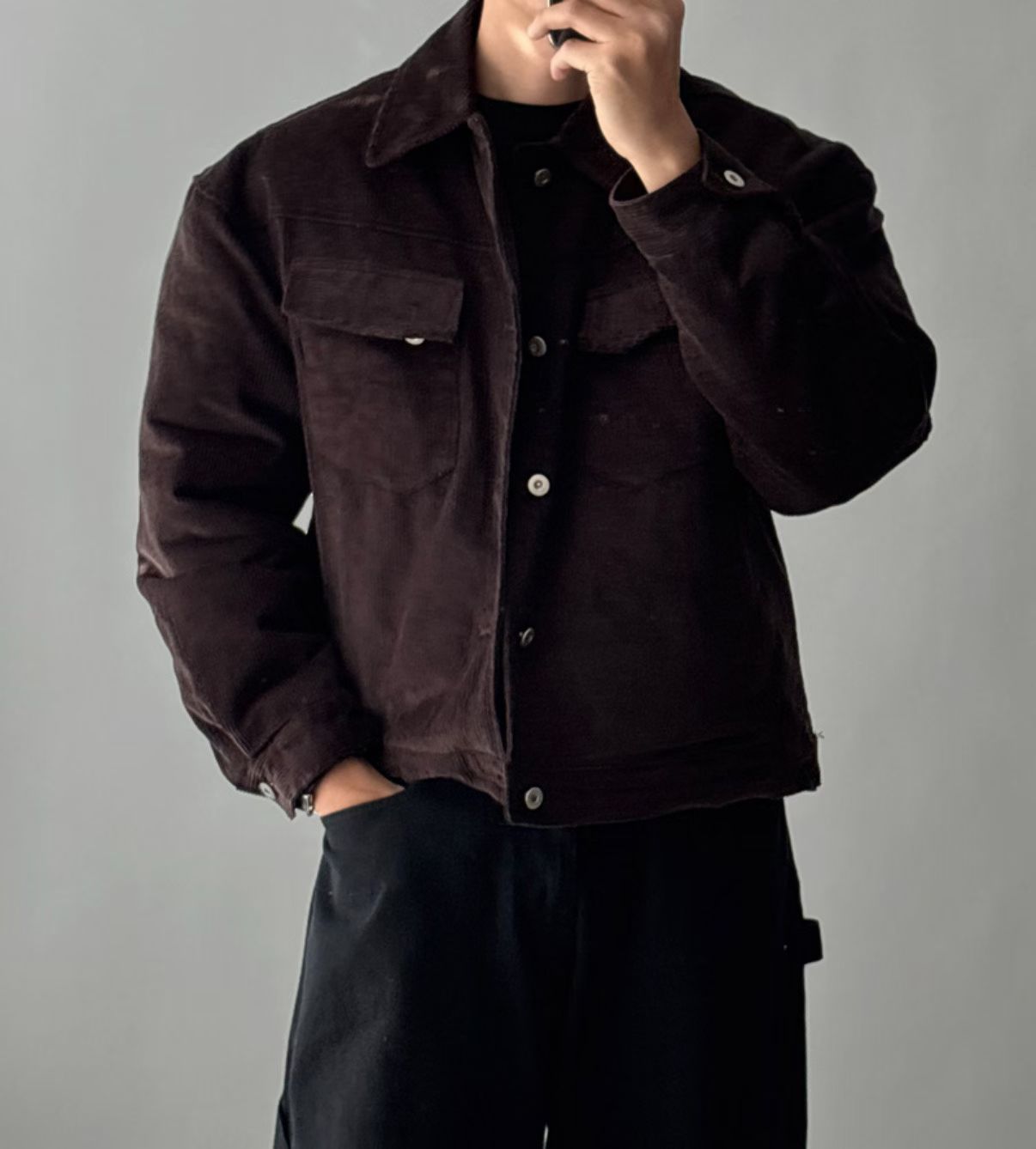 韓系燈芯絨口袋褸