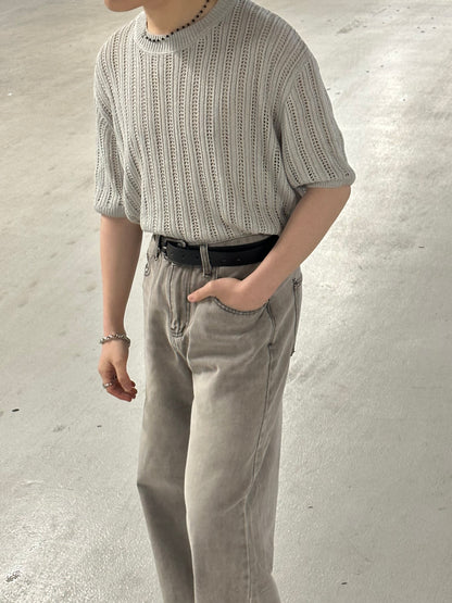 [小個子ok!]水洗灰色落地牛仔褲