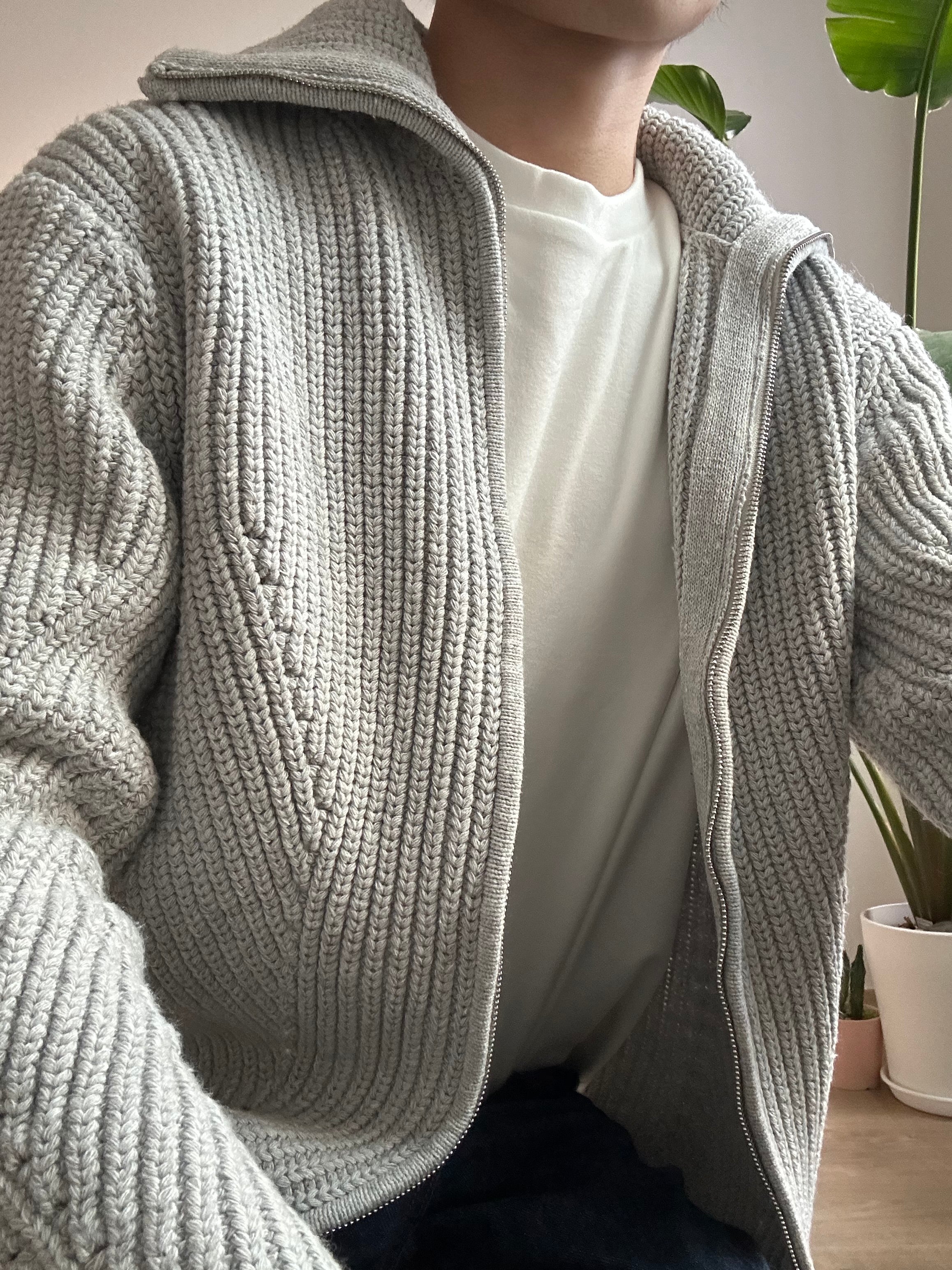 灰色針織拉鍊外套 香港男裝