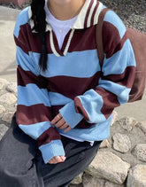 <情侶裝系列>拼色間條上衣