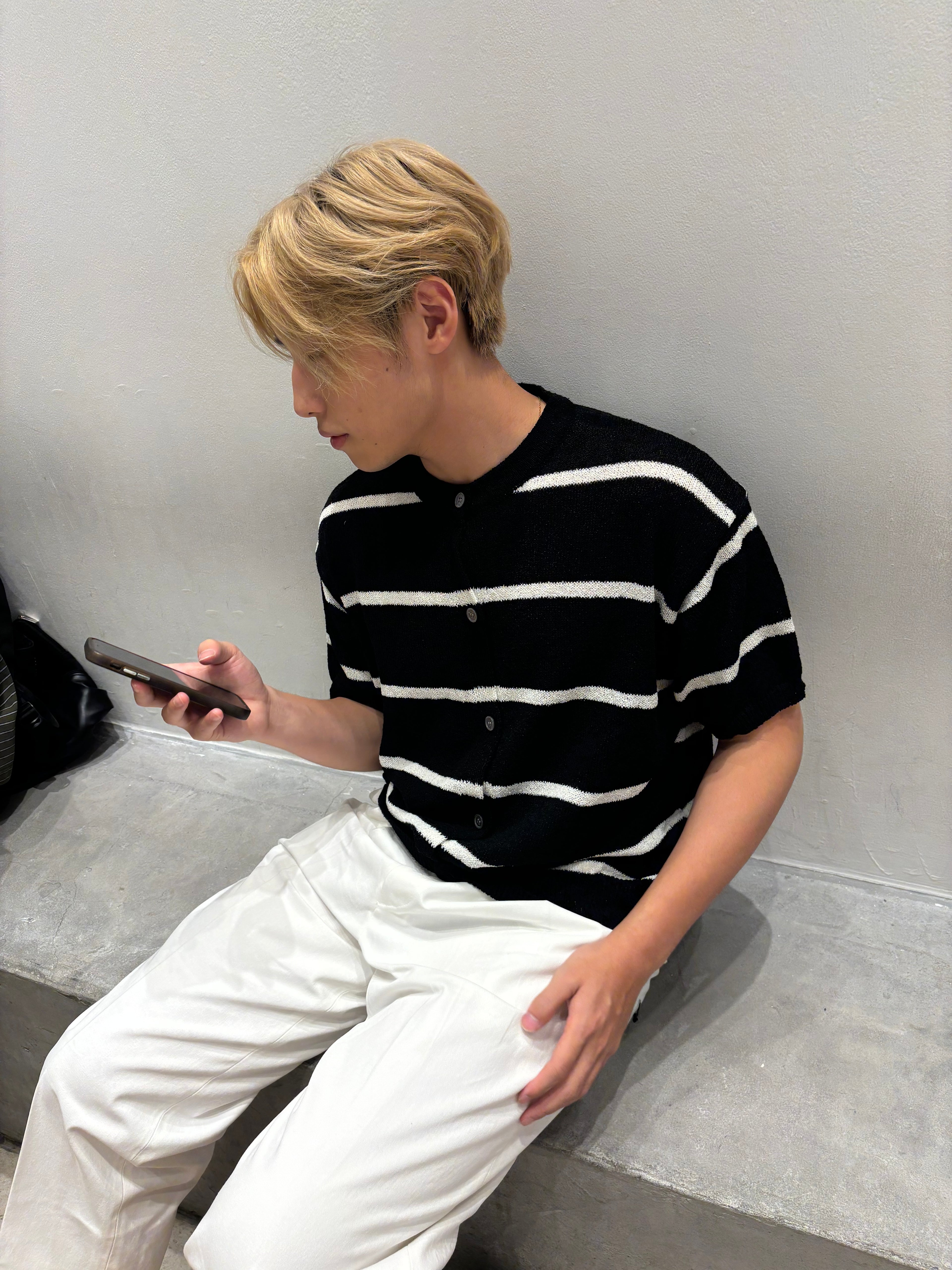 針織間條短袖上衣