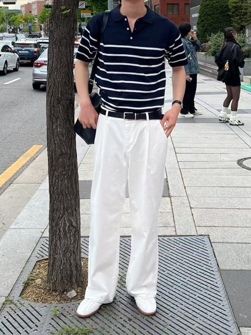 間條Polo短袖上衣