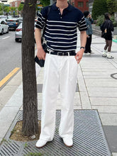 間條Polo短袖上衣