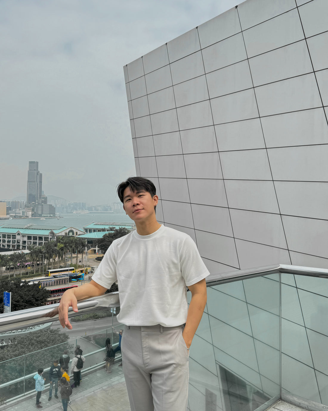 輕透短袖上衣 - 白色-  韓國男裝