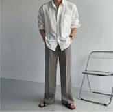 透氣落地長褲-韓國男裝褲