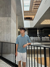 Polo短袖上衣 - 淺藍色