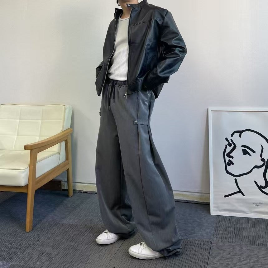 側扣落地長褲 韓國男裝